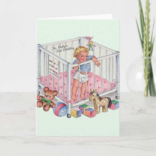 Vintage Baby's First Birthday Greeting Card (Front)