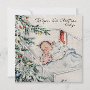 Vintage Baby's First Christmas Holiday Card