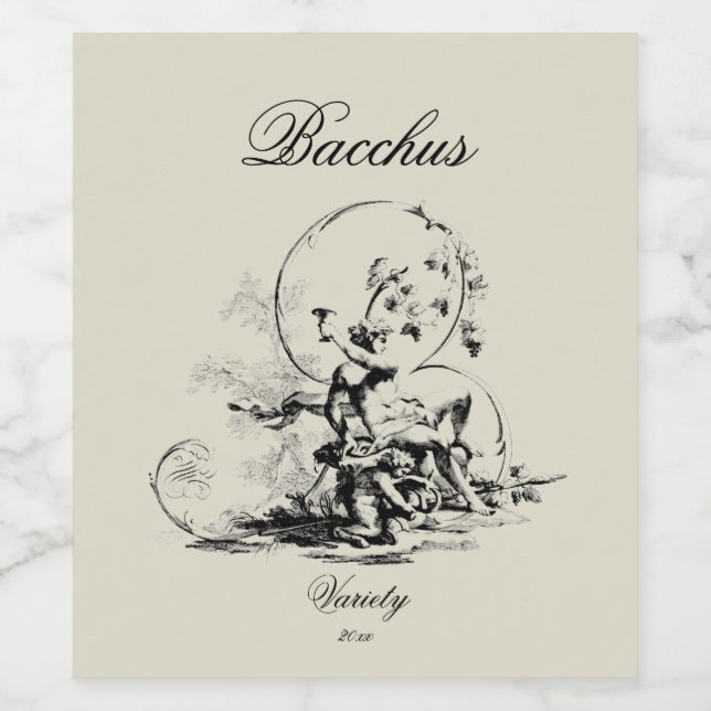 Vintage Bacchus Wine Label Template  (Single Label)