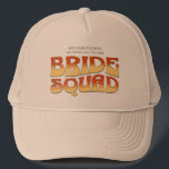 Vintage Bachelorette Party Bride Squad Bridesmaid Trucker Hat<br><div class="desc">Make a splash at your upcoming bachelorette party with this stunning retro bachelorette party personalised merchandise. Whether you're celebrating a bach trip, a girls' vacation, or a best friends' holiday, this custom groovy bachelorette party merchandise is the perfect addition to your unforgettable getaway. Add a personal touch to your bachelorette...</div>