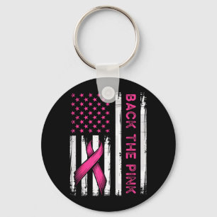 Vintage Back The nk Breast Cancer American Flag Key Ring