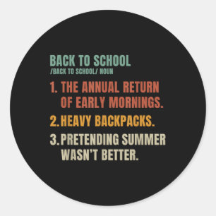 Vintage Back To School Definition Teachers Back To Classic Round Sticker