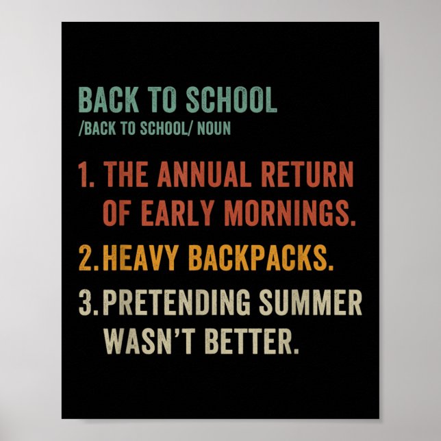 Vintage Back To School Definition Teachers Definit Poster (Front)