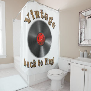 Vintage - Back to Vinyl, the record is back Shower Curtain