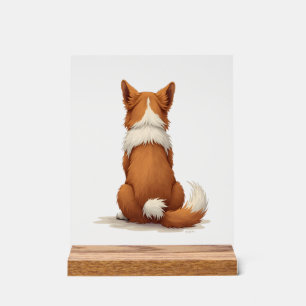 Vintage Back View Dog Illustration on White Backgr Acrylic Sign