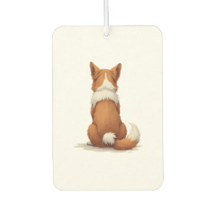 Vintage Back View Dog Illustration on White Backgr Car Air Freshener