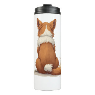 Vintage Back View Dog Illustration on White Backgr Thermal Tumbler