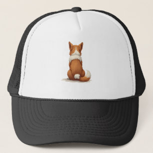 Vintage Back View Dog Illustration on White Backgr Trucker Hat