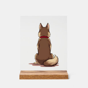 Vintage Back View Husky Dog Illustration Brown Whi Acrylic Sign