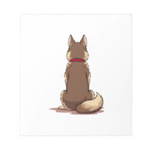 Vintage Back View Husky Dog Illustration Brown Whi Notepad