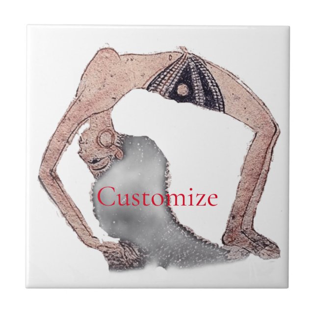 Vintage Backbend Yoga Pose Thunder_Cove Ceramic Tile (Front)