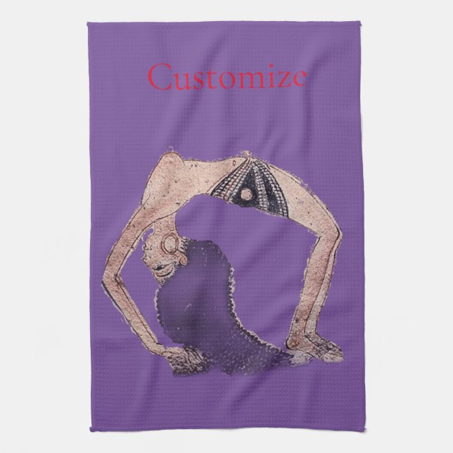 Vintage Backbend Yoga Pose Thunder_Cove Tea Towel (Vertical)