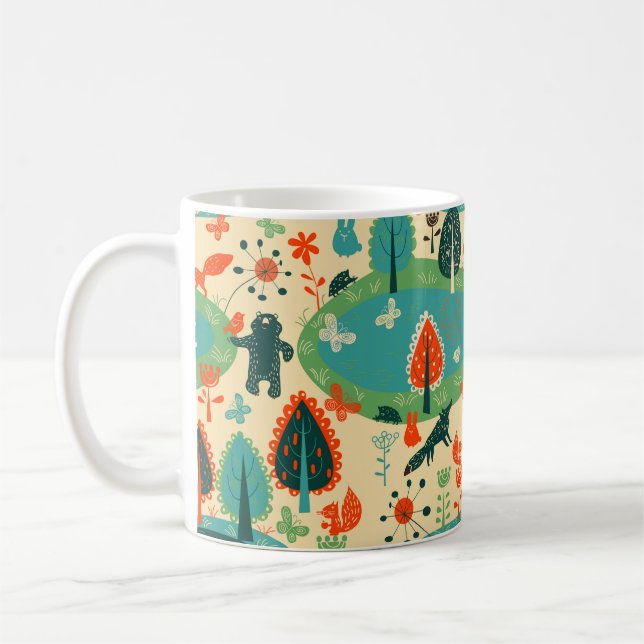 Vintage background and beasts coffee mug (Left)