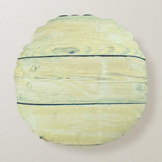 Vintage background from a wooden shabby plank. Ton Round Cushion