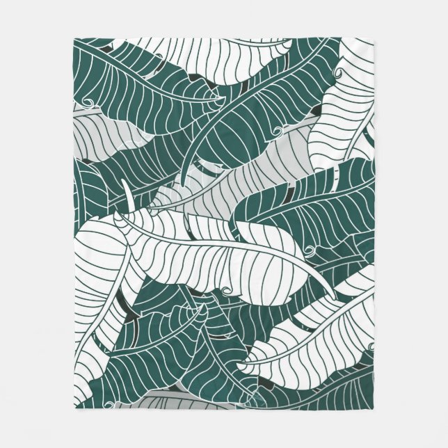 vintage background leaves pattern design illustrat fleece blanket (Front)
