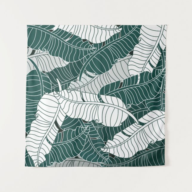 vintage background leaves pattern design illustrat tapestry (Front)