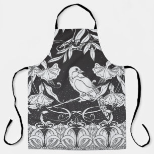 Vintage background with decorative flowers and bir apron