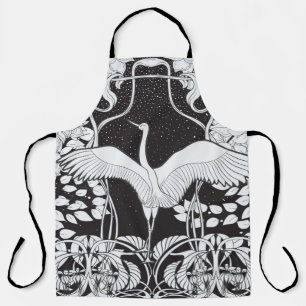 Vintage background with decorative flowers and bir apron