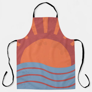 Vintage background with sea and sun. Summer retro Apron