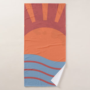 Vintage background with sea and sun. Summer retro  Bath Towel