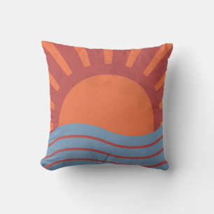 Vintage background with sea and sun. Summer retro  Cushion