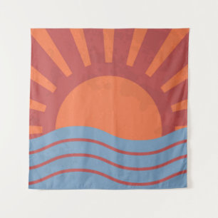 Vintage background with sea and sun. Summer retro  Tapestry