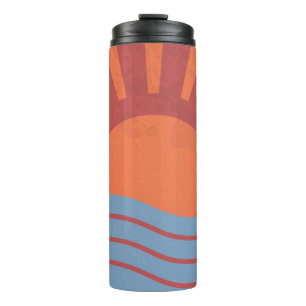 Vintage background with sea and sun. Summer retro Thermal Tumbler