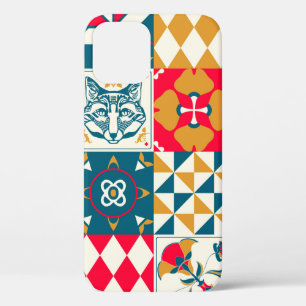 Vintage background with traditional blue tile deco iPhone 12 case