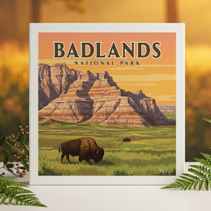 Vintage Badlands National Park Ceramic Tile
