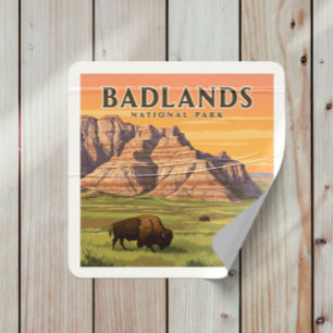 Vintage Badlands National Park Square Sticker