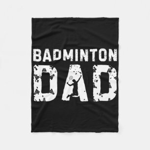Vintage Badminton Dad Sport Family Father's Day Fleece Blanket