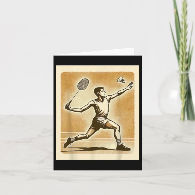 Vintage Badminton Player Shuttle Badmintoner  Card (Front)