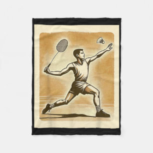 Vintage Badminton Player Shuttle Badmintoner Fleece Blanket