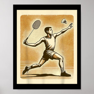 Vintage Badminton Player Shuttle Badmintoner Poster