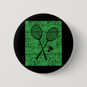 Vintage Badminton Rackets And Shuttle 6 Cm Round Badge