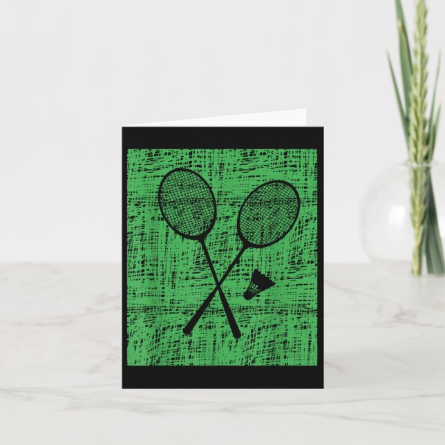 Vintage Badminton Rackets And Shuttle  Card (Front)