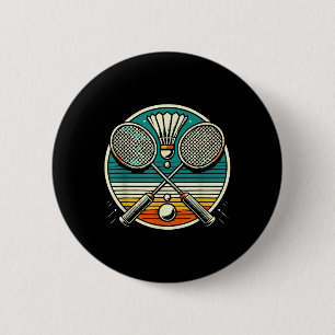 Vintage Badminton Rackets Shuttle Crossed Rackets 6 Cm Round Badge