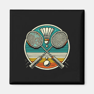 Vintage Badminton Rackets Shuttle Crossed Rackets  Magnet