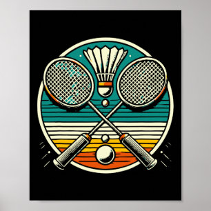 Vintage Badminton Rackets Shuttle Crossed Rackets  Poster