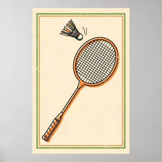 Vintage Badminton - Retro Racket Art Poster (Front)