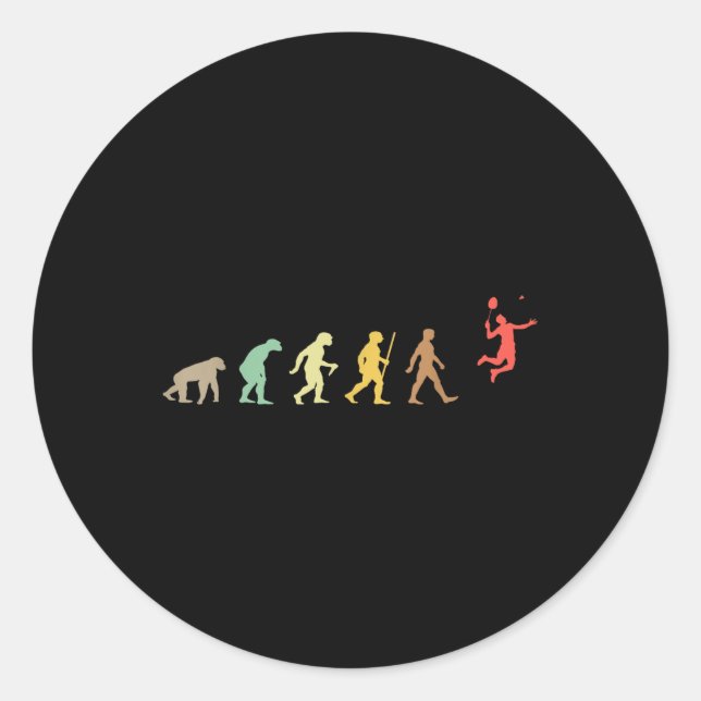 Vintage Badminton Retro Shuttle Evolution  Classic Round Sticker (Front)
