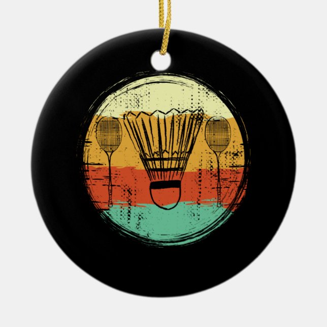 Vintage Badminton Set Ceramic Ornament (Front)