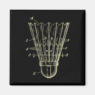 Vintage Badminton Shuttle Blueprint Patent Magnet