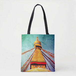 Vintage Bag with Eyes of Buddha, Stupa, Nepal