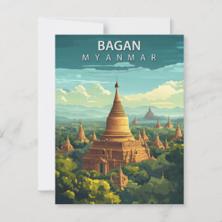 Vintage Bagan Myanmar Travel Postcard