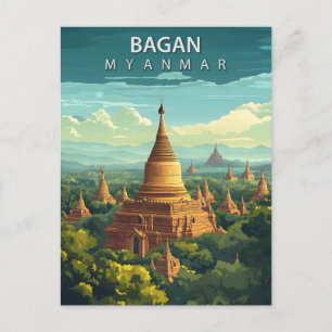 Vintage Bagan Myanmar Travel Postcard
