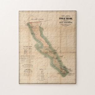 Vintage Baja California Postal Map (1904) Jigsaw Puzzle
