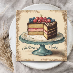 Vintage Baker Pastry Chef Bakery Catering Cake Square Business Card