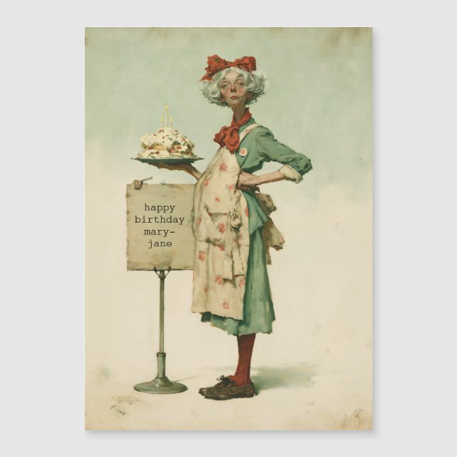 Vintage Baker with Birthday Cake (Front)
