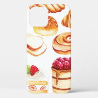 Vintage bakery and pastry water colour style doodl